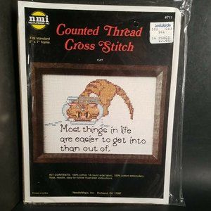 NMI Counted Thread 5" x 7 " Cross Stitch Kit Cat